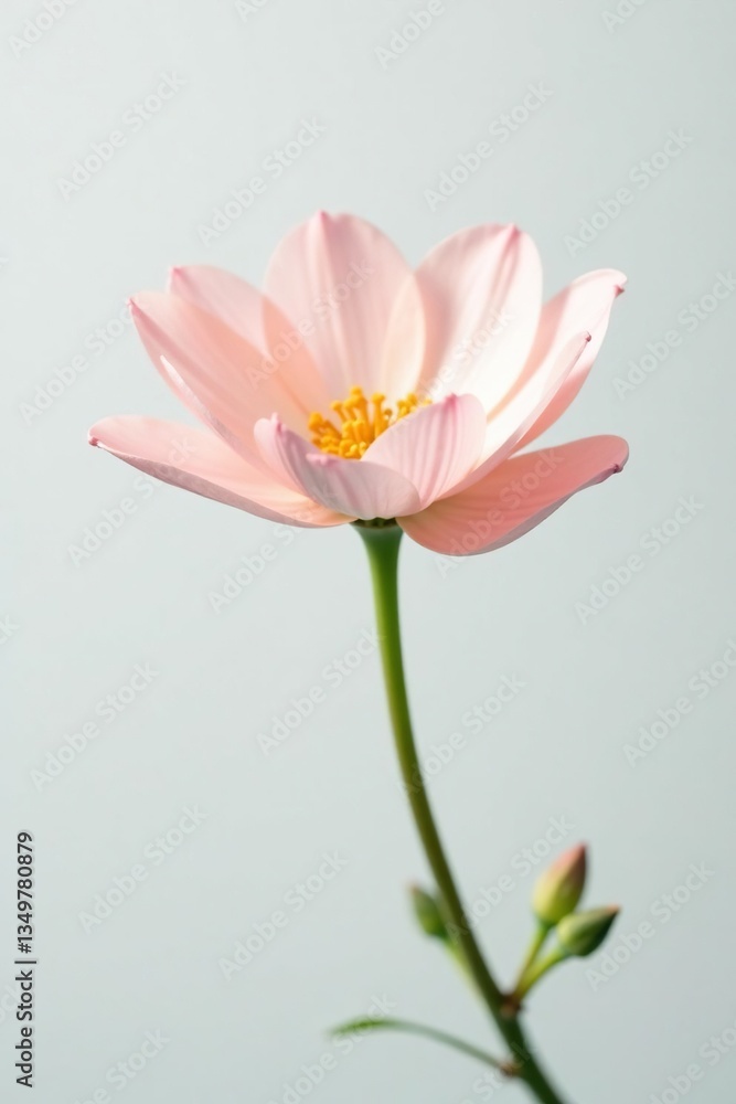 Obraz premium a single pale colored flower against a bright white backdrop in focus, pale blooms, single bloom, nature