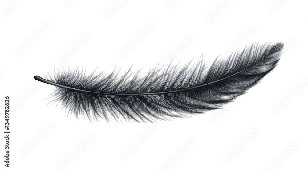 Obraz premium A detailed feather with realistic barbs and a slight curve on a transparent background 