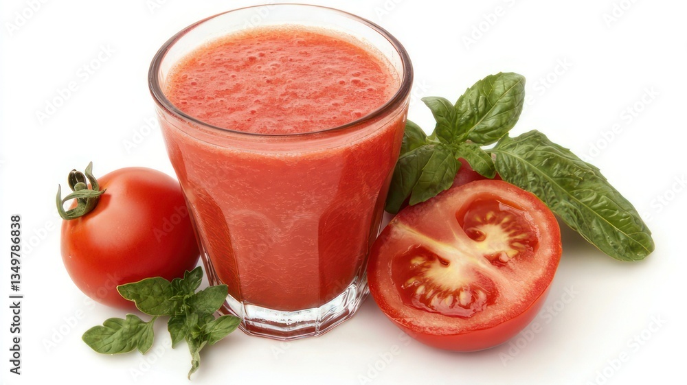 Fresh Tomato Juice with Ingredients and Garnish for Healthy Drink Fresh Tomato Juice with Ingredients and Garnish for Healthy Drink