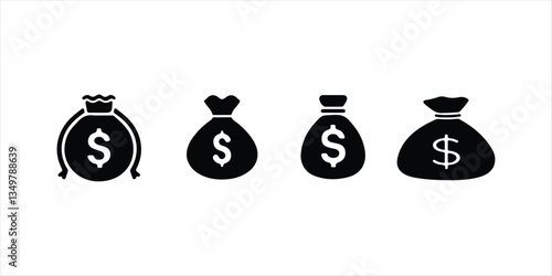 money bag vector set hand drawn illustration on white background. money bag icon.