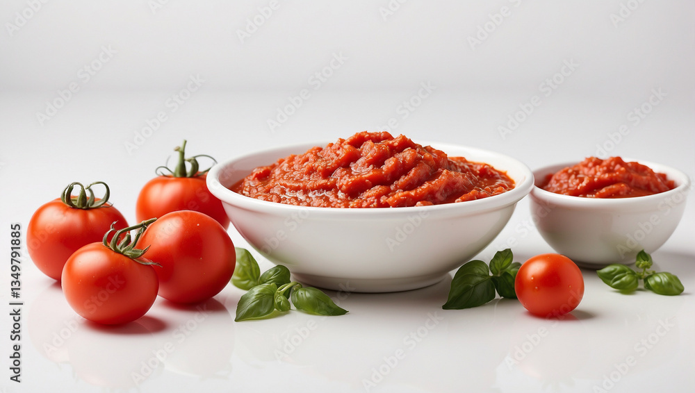 Rich Tomato Sauce Isolated on White Background for Culinary Creations Rich Tomato Sauce Isolated on White Background for Culinary Creations