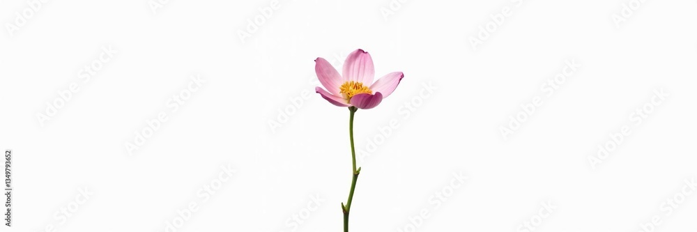 Fototapeta premium Single stem of a delicate flower isolated on white background, plant, white