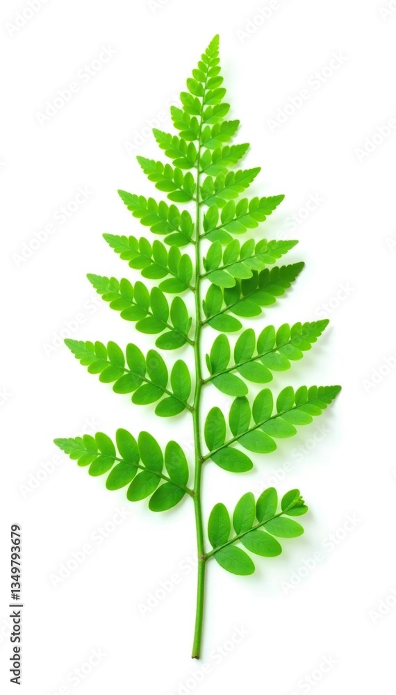 Single leaf from a fern plant isolated against white, fern, foliage, nature Single leaf from a fern plant isolated against white, fern, foliage, nature