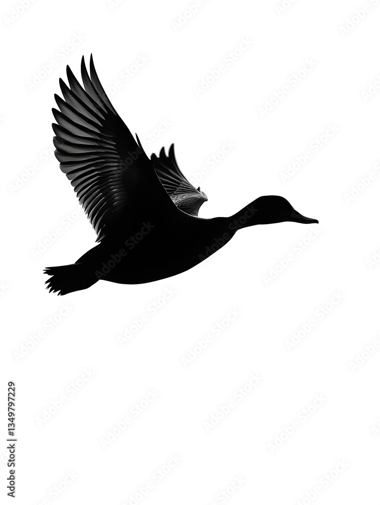 Graceful Wildlife Photography: Silhouette of Flying Duck in Natural Habitat Graceful Wildlife Photography: Silhouette of Flying Duck in Natural Habitat