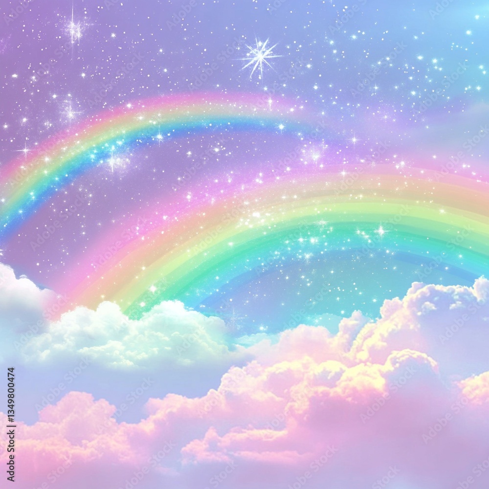 Pastel rainbow sky with clouds and stars (4) Pastel rainbow sky with clouds and stars (4)