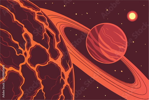 36 fiery planet, molten surface, glowing lava, cosmic sphere, hellish world, volcanic landscape, red-hot celestial body, planetary inferno, scorching heat, magma crust, blazing orb, astronomical pheno