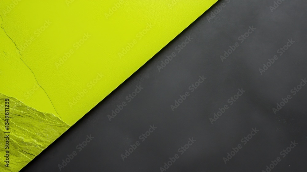 Bright green and dark gray surfaces meet at an angle, showcasing a sharp contrast and modern aesthetic perfect for design inspiration Bright green and dark gray surfaces meet at an angle, showcasing a sharp contrast and modern aesthetic perfect for design inspiration