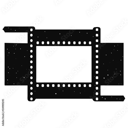 film strip frame white background on vector silhouette