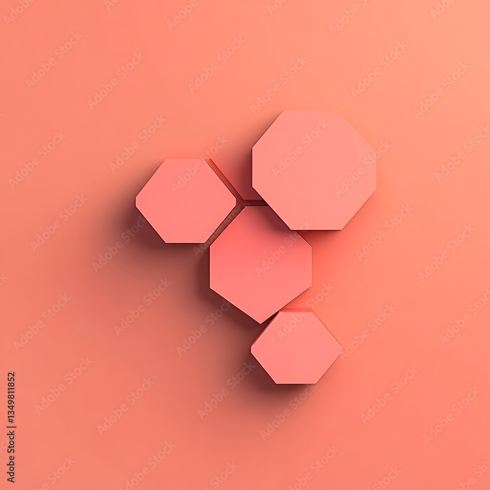 Abstract Geometric Shapes on Coral Background. Abstract Geometric Shapes on Coral Background.