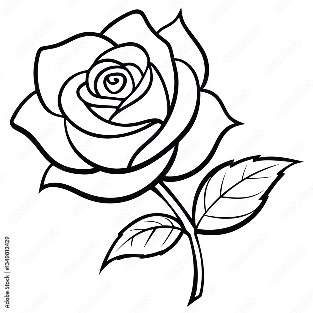 Rose flower with leaf isolated on white background Rose flower with leaf isolated on white background