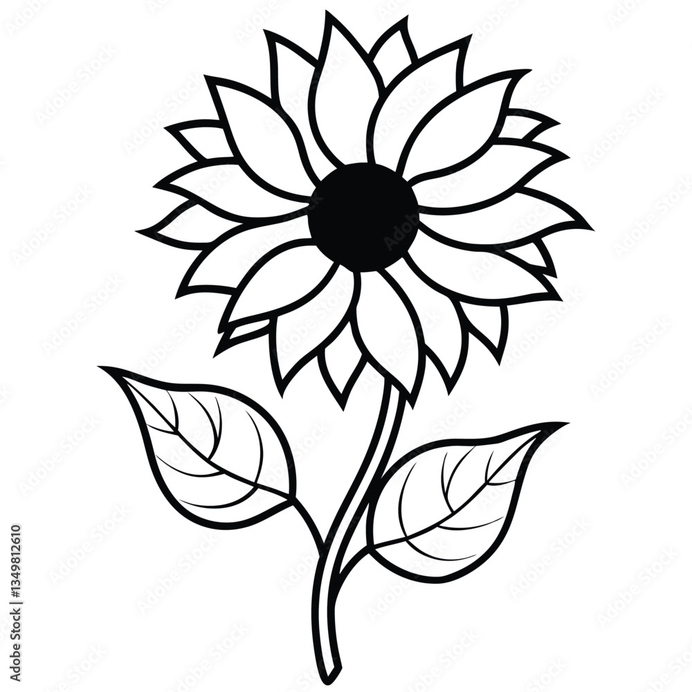 Sunflower with leaf isolated on white background Sunflower with leaf isolated on white background