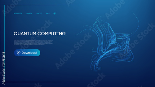 Quantum computing abstract background with digital blue lines