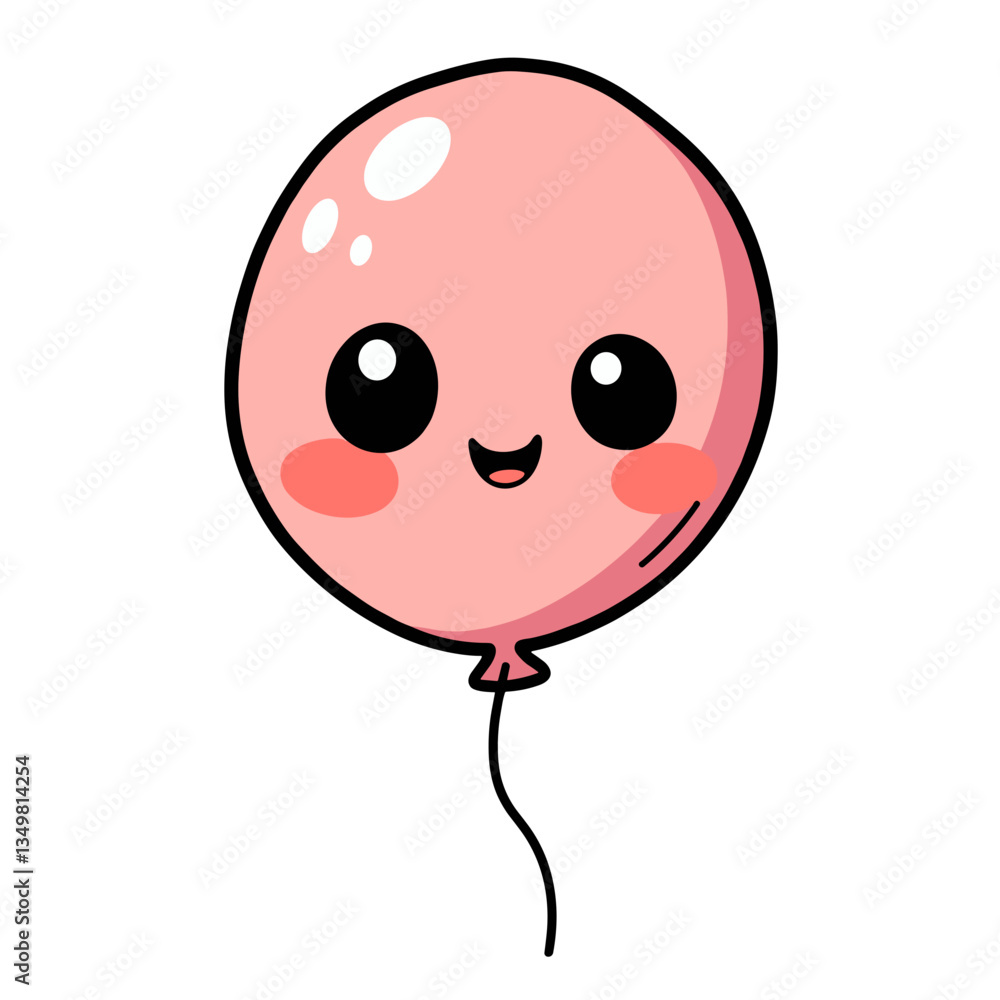 Happy kawaii balloon illustration with playful design, joyfulness Happy kawaii balloon illustration with playful design, joyfulness