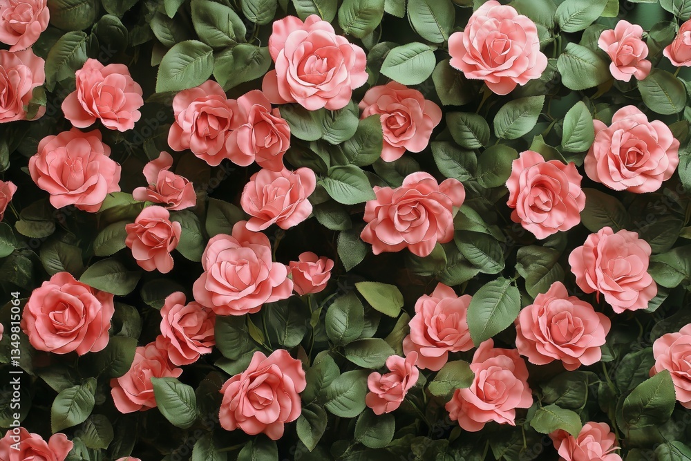 Pink Flowers Create a Vibrant Floral Display Against Lush Green Leaves in a Garden Setting Pink Flowers Create a Vibrant Floral Display Against Lush Green Leaves in a Garden Setting