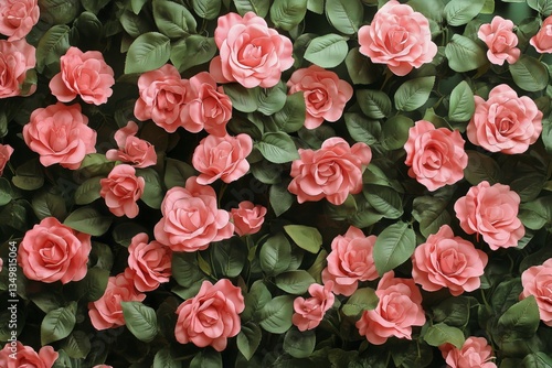 Pink Flowers Create a Vibrant Floral Display Against Lush Green Leaves in a G...