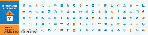 Electricity colorful icon collection. Pack of electrical, solar power, solar, power, electric, energy, charging station and more. Modern icons collection. Charge modern icon. Vector collection.