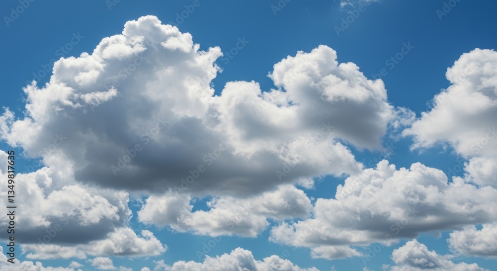 Picturesque formations of cumulus clouds against the expansive blue sky