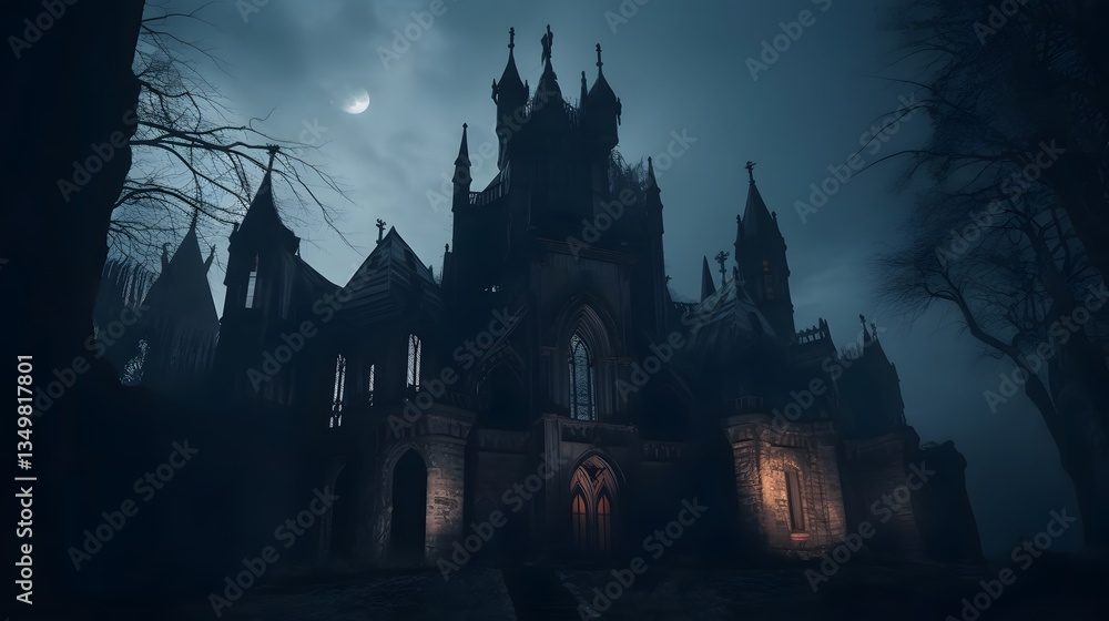 Obraz premium Gothic Cathedral at Night 