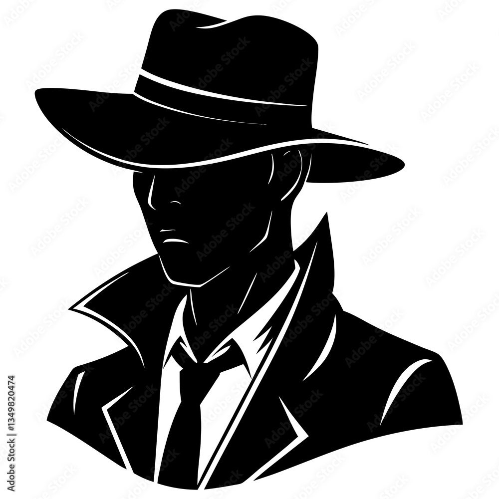 Man Wearing Hat Black Silhouette Man Wearing Hat Black Silhouette