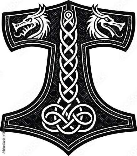 Norse Mjolnir vector black silhouette cricut design for T-Shirt