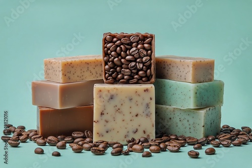 Collection of Handcrafted Soap Bars Arranged Aesthetically on a Light Backdro...