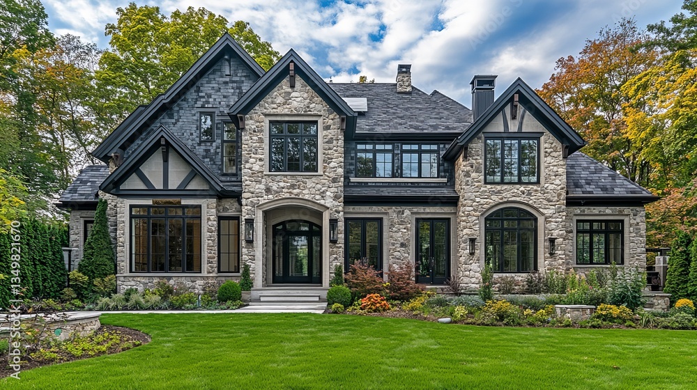 Obraz premium Fragment of a Stunning Facade of a Recently Constructed Building, Showcasing Modern Architectural Design