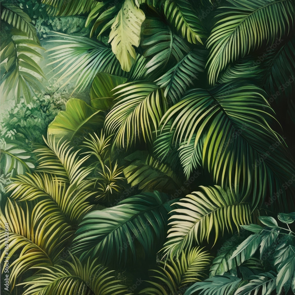 Lush green fern foliage creates an abstract nature pattern Lush green fern foliage creates an abstract nature pattern