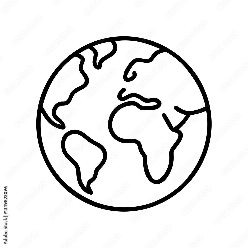 Outline of a Globe Representing Earth in Minimalist Style Outline of a Globe Representing Earth in Minimalist Style