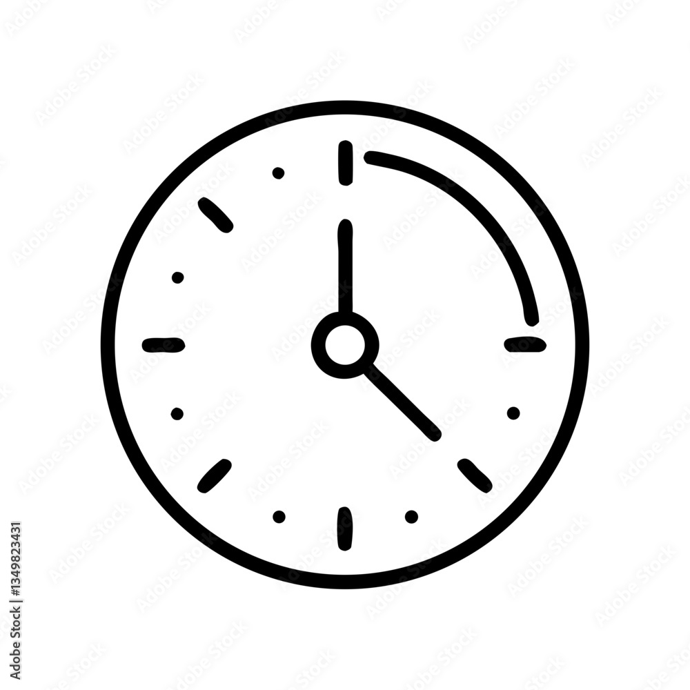 Simple clock illustration depicting time in minimalist style Simple clock illustration depicting time in minimalist style