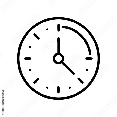 Simple clock illustration depicting time in minimalist style  