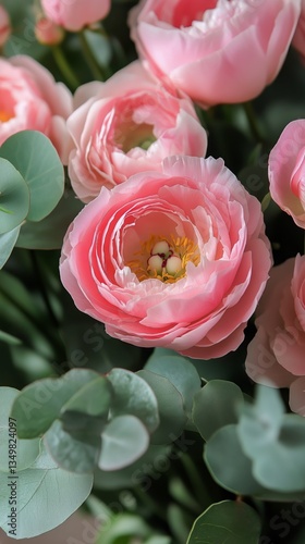 Beautiful Pink Peony Bouquet With Eucalyptus Arranged for a Special Occasion