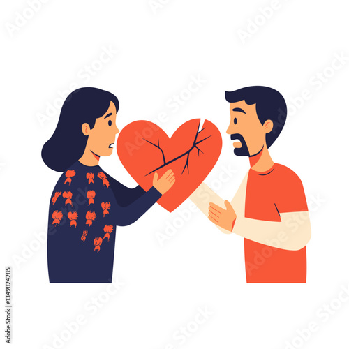 Family conflicts illustrated with a broken heart

