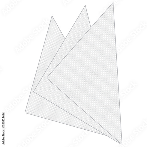 triangular paper napkin top view, Folded triangular paper napkins.