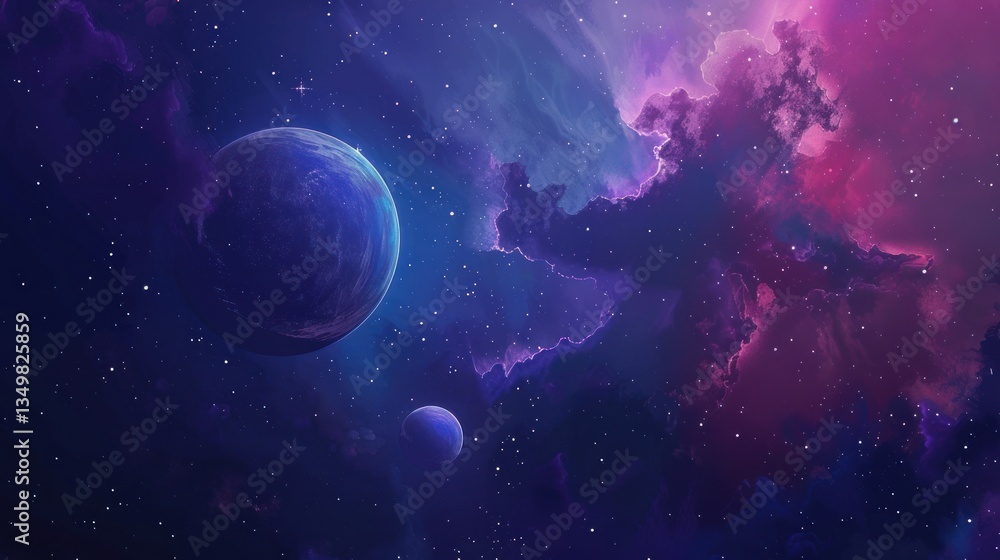 Fantasy Planetary in outer space sky template background. Generated AI image Fantasy Planetary in outer space sky template background. Generated AI image
