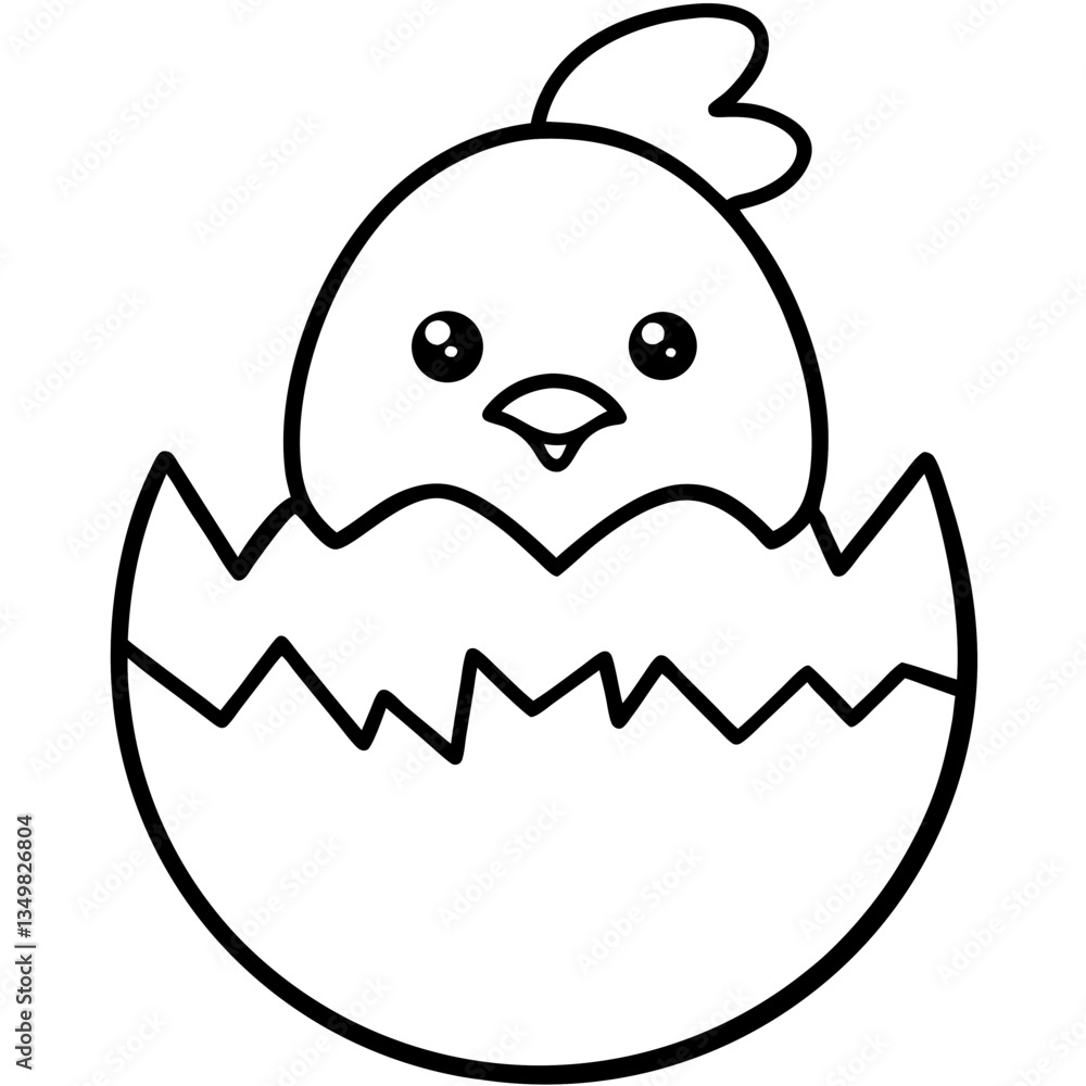 Vector illustration of a chick hatching from an egg Vector illustration of a chick hatching from an egg