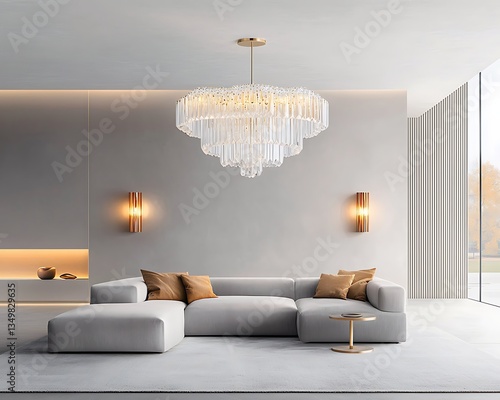 Modern Crystal Chandelier Living Room.