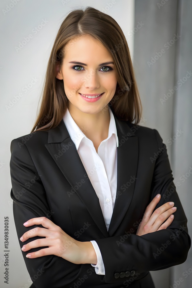 Confident Young Businesswoman in Black Suit and White Shirt – Professional Look. Businesswoman Wearing Black Suit. Confident Young Businesswoman in Black Suit and White Shirt – Professional Look. Businesswoman Wearing Black Suit.