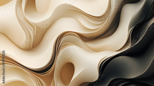Abstract Beige Tones: A mesmerizing abstract composition showcasing the interplay of beige and black tones, creating a dynamic and tactile visual experience.