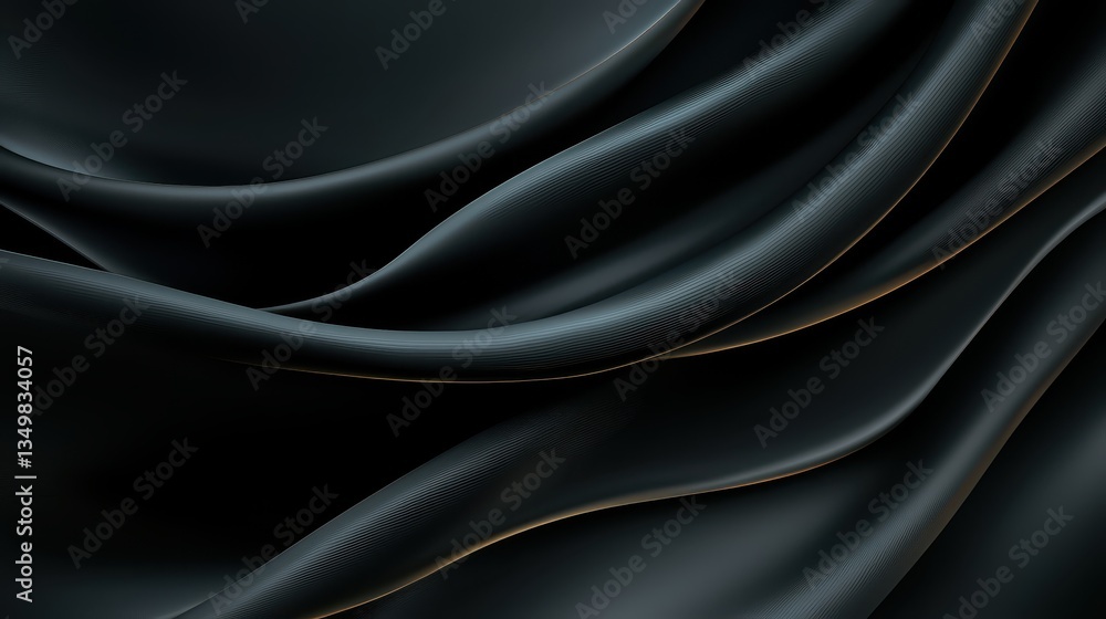 Fototapeta premium Elegant black silk fabric background, smooth, flowing texture for luxurious designs and photography backdrops