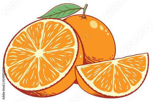 46 Vibrant orange slice, juicy citrus fruit, high detail, white background, photorealistic, macro photography, cross-section, fresh, bright colors, organic texture, studio lighting, food photography, 