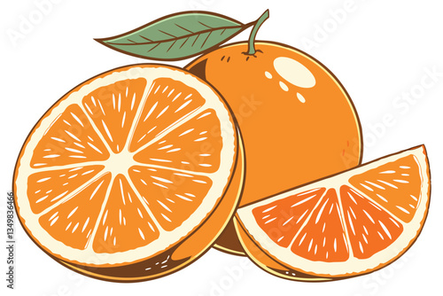 46 Vibrant orange slice, juicy citrus fruit, high detail, white background, photorealistic, macro photography, cross-section, fresh, bright colors, organic texture, studio lighting, food photography, 