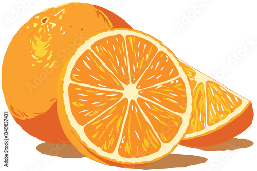 46 Vibrant orange slice, juicy citrus fruit, high detail, white background, photorealistic, macro photography, cross-section, fresh, bright colors, organic texture, studio lighting, food photography, 