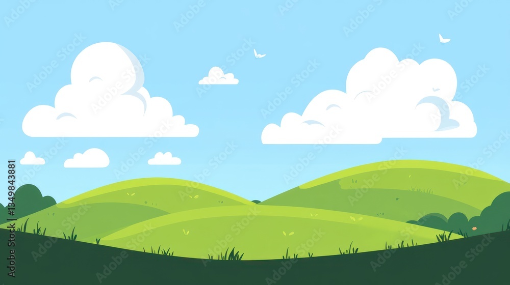 Springtime rolling hills, bright sky, peaceful landscape, stock image Springtime rolling hills, bright sky, peaceful landscape, stock image