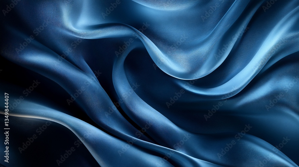 Obraz premium Deep blue silk draped fabric