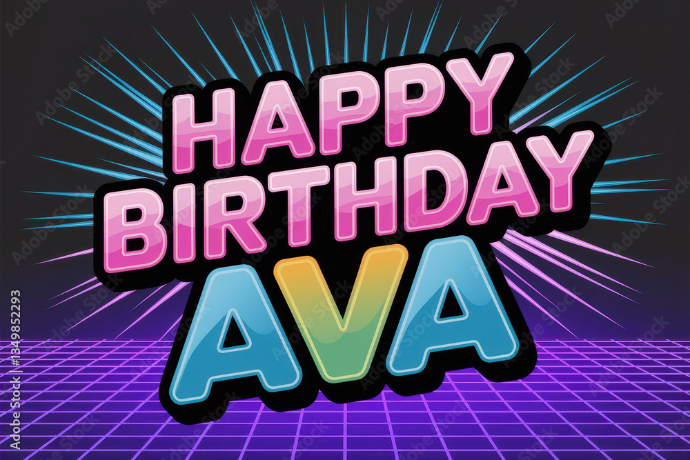 Vibrant Retro-Inspired Birthday Greeting with Neon Colors and Bold Typography Vibrant Retro-Inspired Birthday Greeting with Neon Colors and Bold Typography