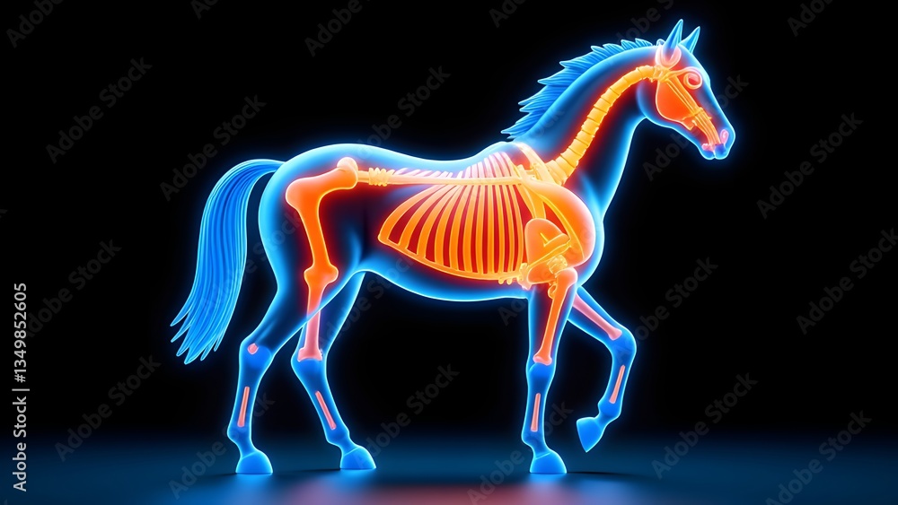 Perspective view of horse skeletal muscles Perspective view of horse skeletal muscles