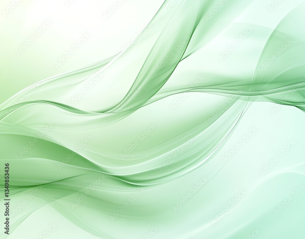 Obraz premium Green Wave Abstract Background Design with Smooth Gradient Flowing Lines