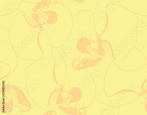 Elegant pastel yellow orchid pattern.  Subtle line art design ideal for fashion, home decor, or branding projects.  Evokes serenity and sophistication.
