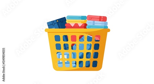 Laundry Basket Filled with Clothes and Jeans Ready for Washing