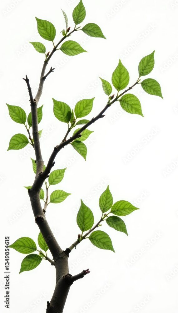 Several branches intertwined on white background, foliage, leaves Several branches intertwined on white background, foliage, leaves
